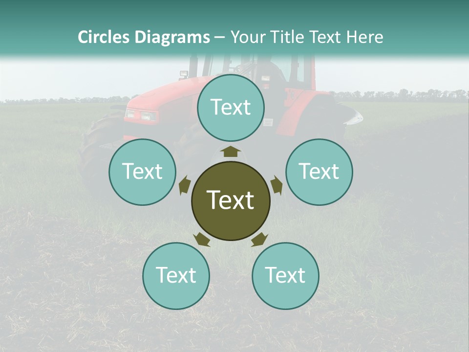 Red Tractor Working At Field PowerPoint Template