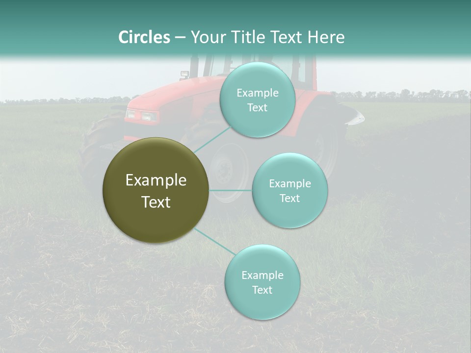 Red Tractor Working At Field PowerPoint Template