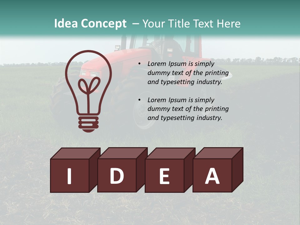 Red Tractor Working At Field PowerPoint Template
