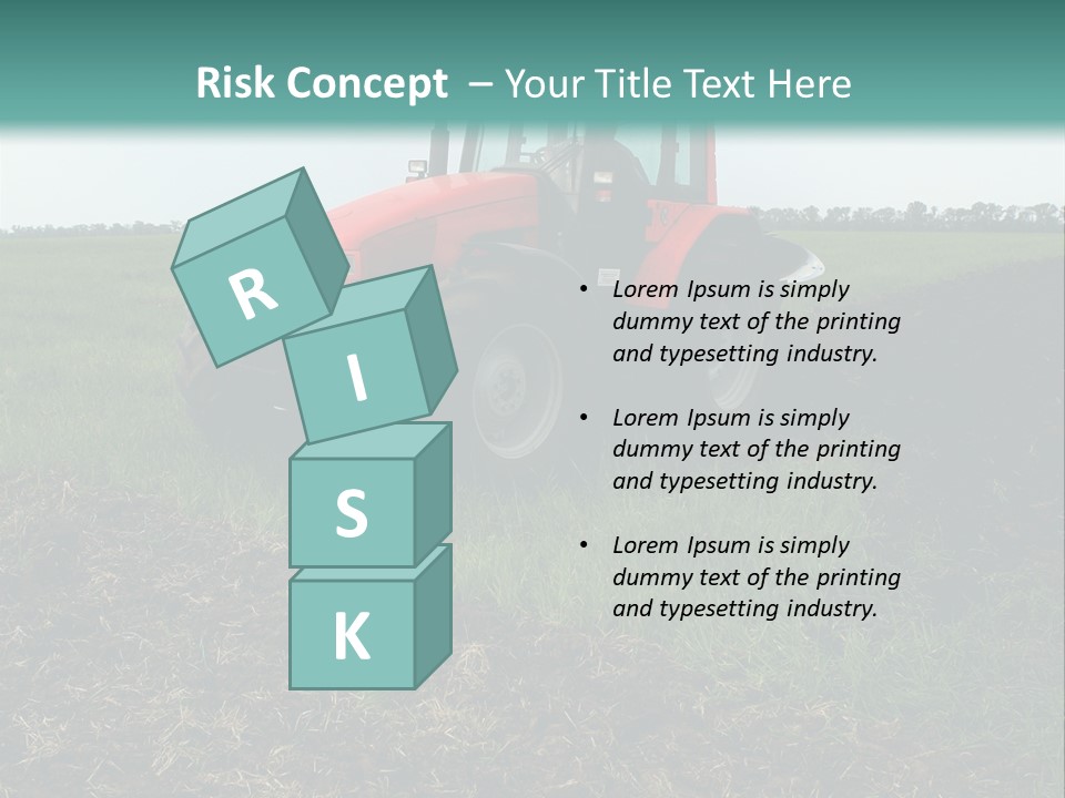 Red Tractor Working At Field PowerPoint Template