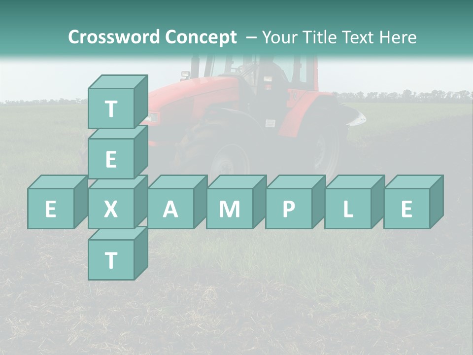 Red Tractor Working At Field PowerPoint Template