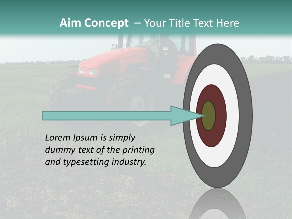 Red Tractor Working At Field PowerPoint Template