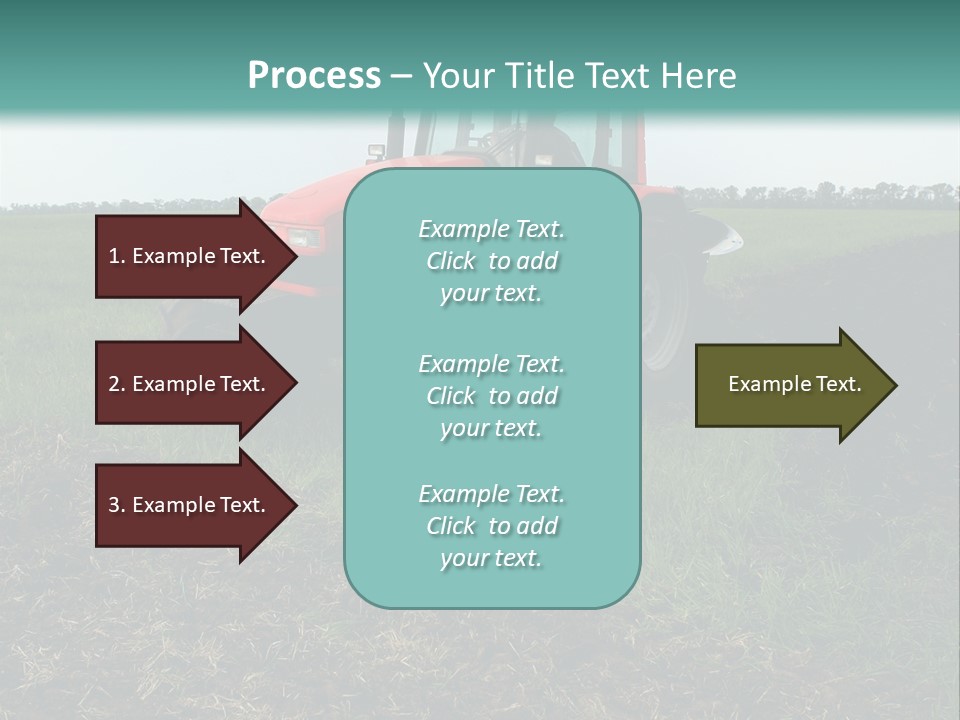 Red Tractor Working At Field PowerPoint Template