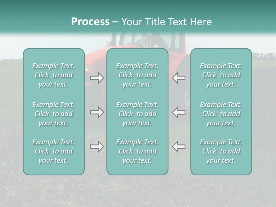 Red Tractor Working At Field PowerPoint Template