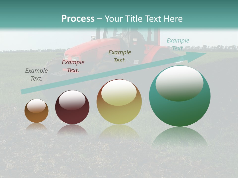 Red Tractor Working At Field PowerPoint Template