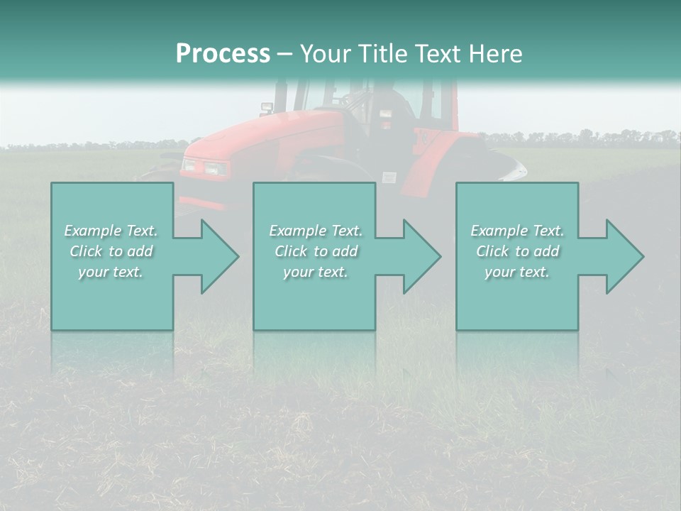Red Tractor Working At Field PowerPoint Template