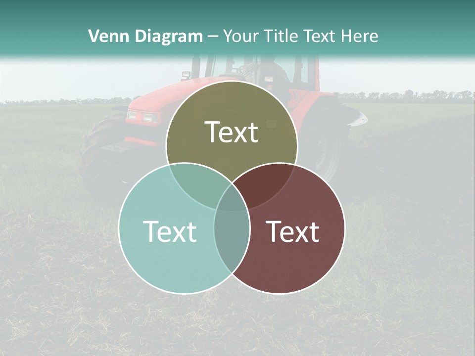 Red Tractor Working At Field PowerPoint Template
