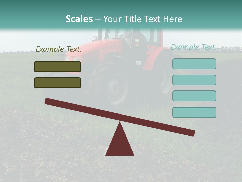 Red Tractor Working At Field PowerPoint Template