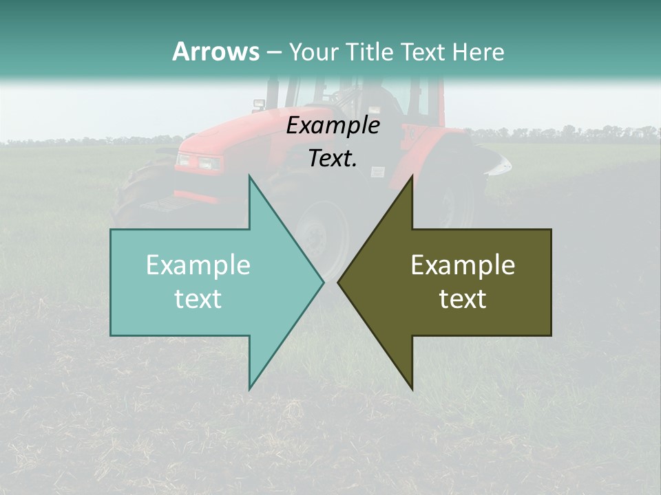 Red Tractor Working At Field PowerPoint Template