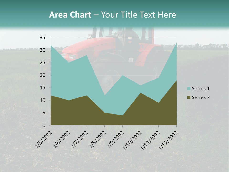 Red Tractor Working At Field PowerPoint Template