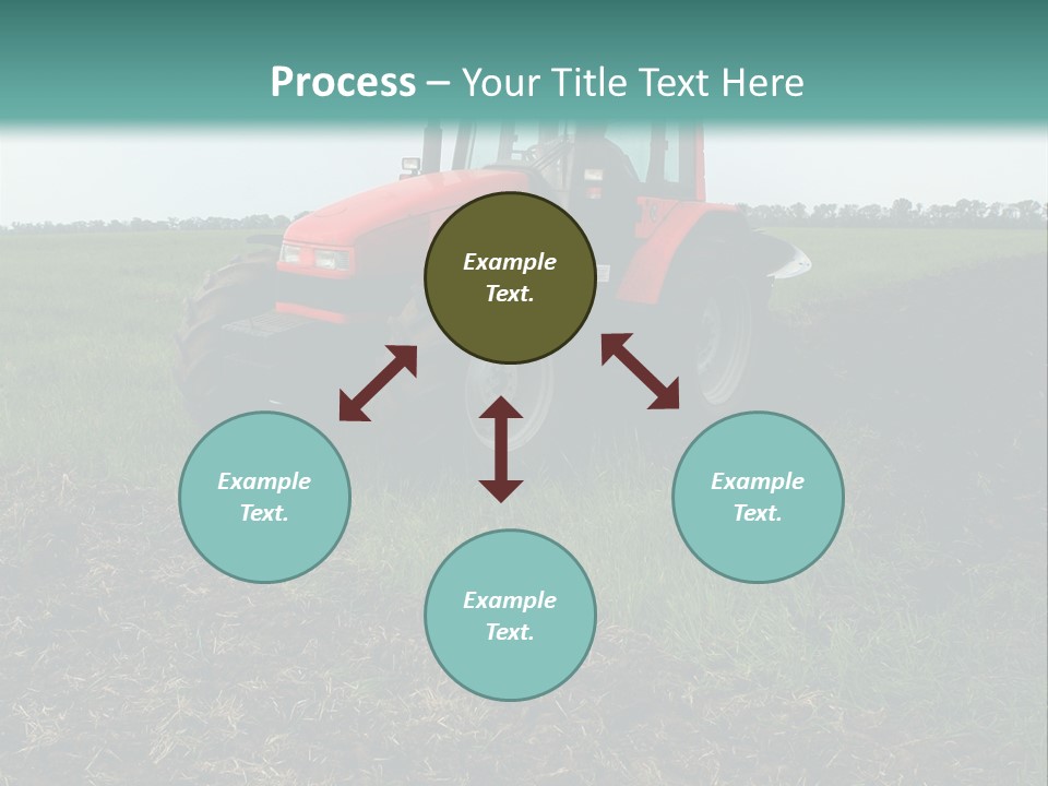 Red Tractor Working At Field PowerPoint Template