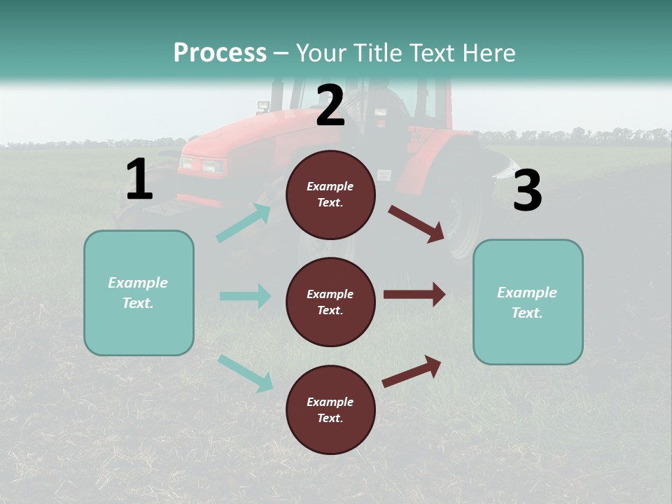 Red Tractor Working At Field PowerPoint Template