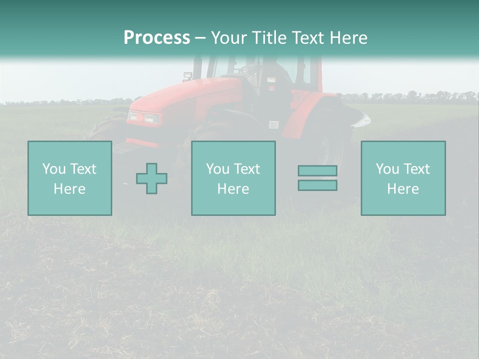 Red Tractor Working At Field PowerPoint Template
