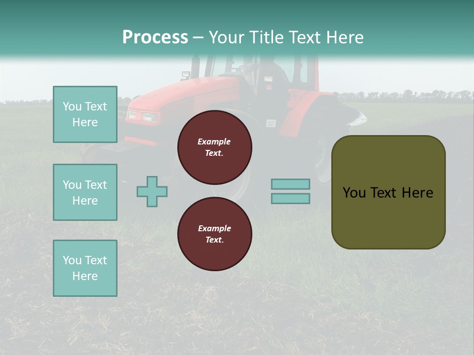 Red Tractor Working At Field PowerPoint Template