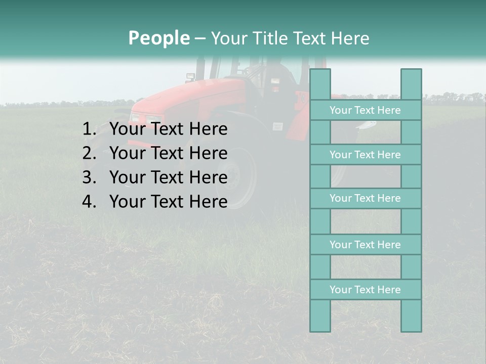 Red Tractor Working At Field PowerPoint Template