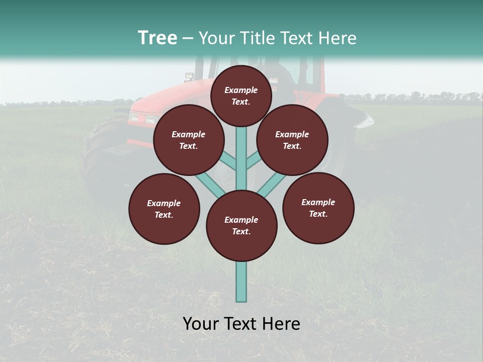 Red Tractor Working At Field PowerPoint Template