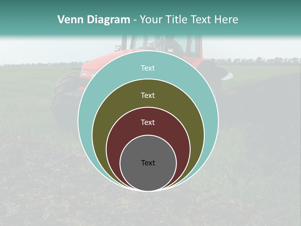 Red Tractor Working At Field PowerPoint Template