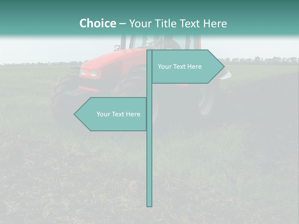 Red Tractor Working At Field PowerPoint Template