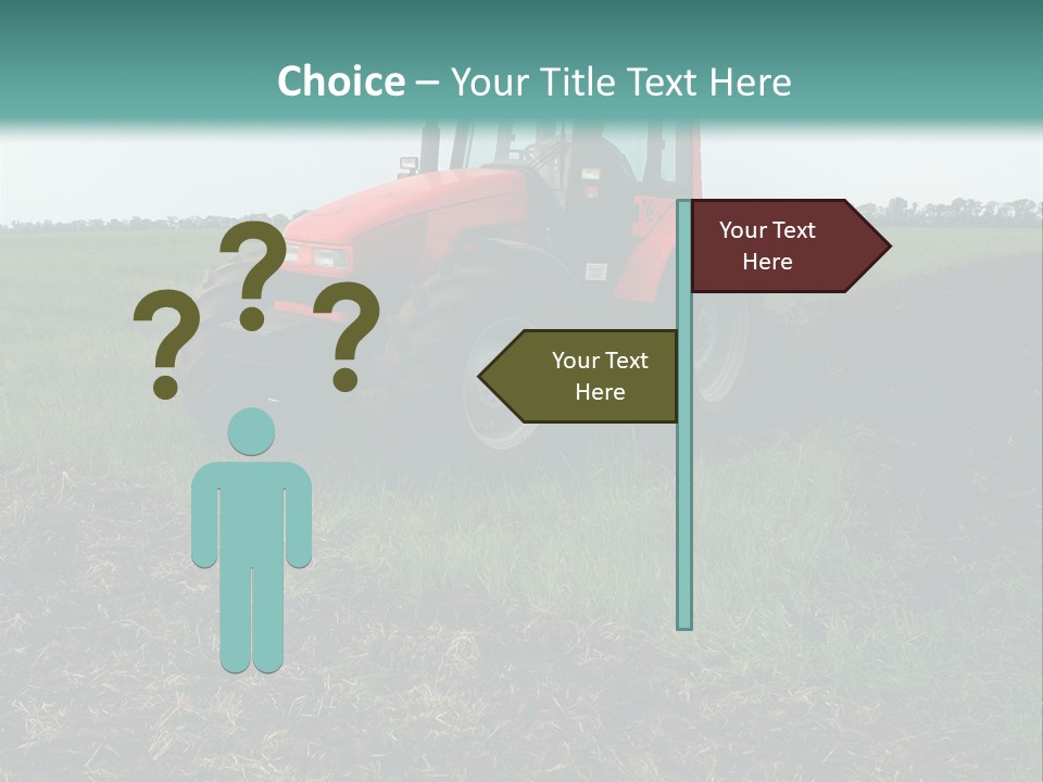 Red Tractor Working At Field PowerPoint Template