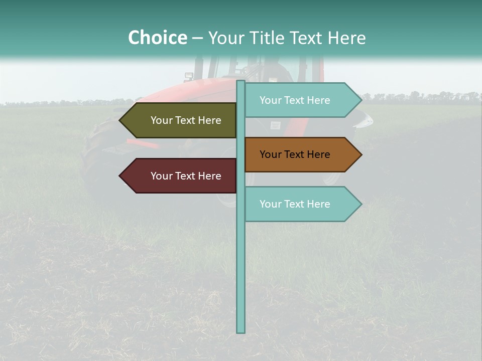 Red Tractor Working At Field PowerPoint Template