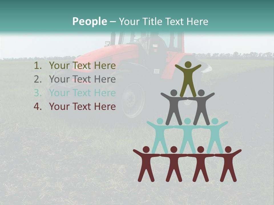 Red Tractor Working At Field PowerPoint Template