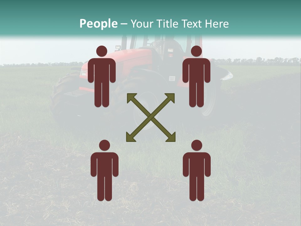 Red Tractor Working At Field PowerPoint Template