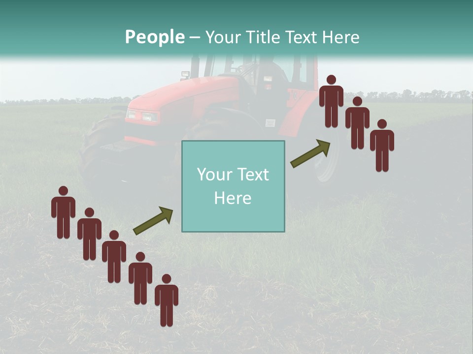 Red Tractor Working At Field PowerPoint Template