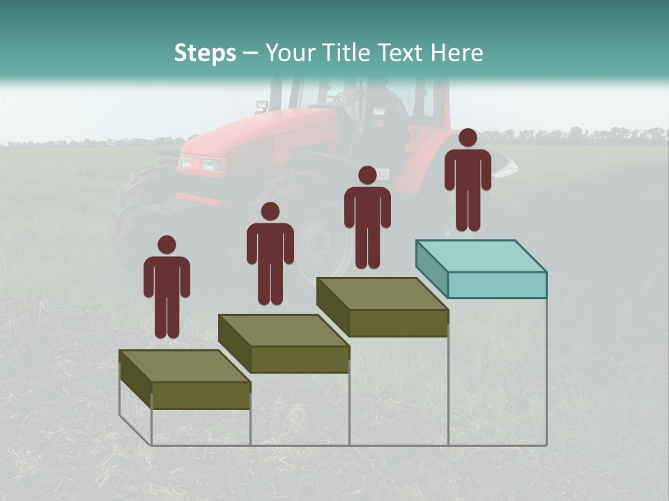 Red Tractor Working At Field PowerPoint Template