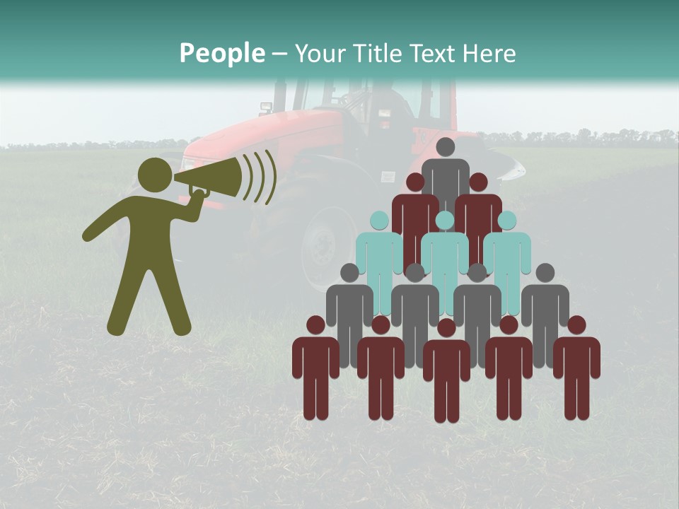 Red Tractor Working At Field PowerPoint Template