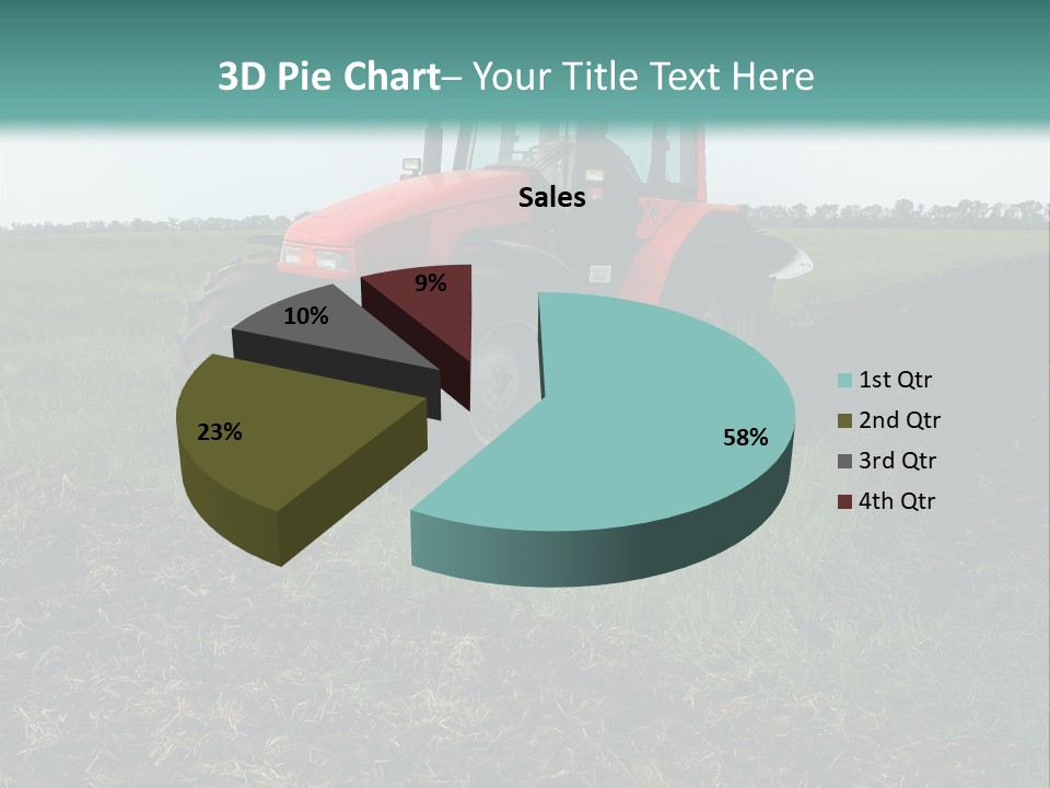 Red Tractor Working At Field PowerPoint Template