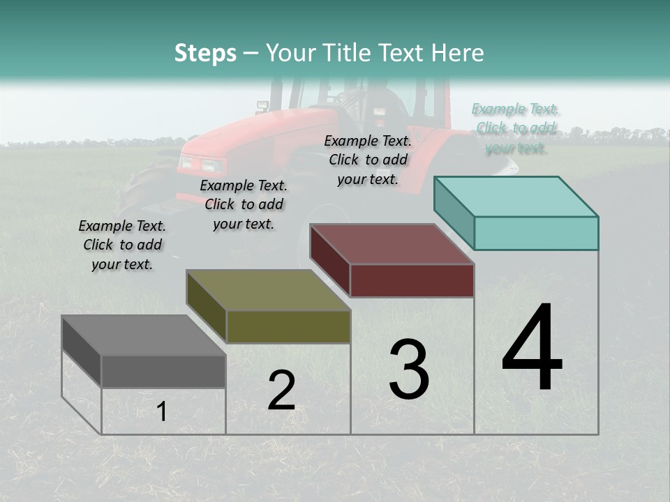 Red Tractor Working At Field PowerPoint Template