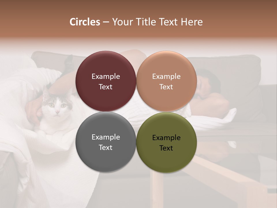 Man On Couch With Cat PowerPoint Template