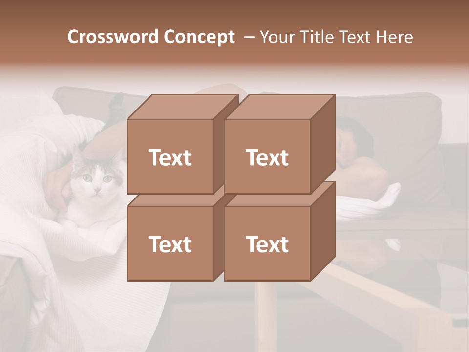 Man On Couch With Cat PowerPoint Template