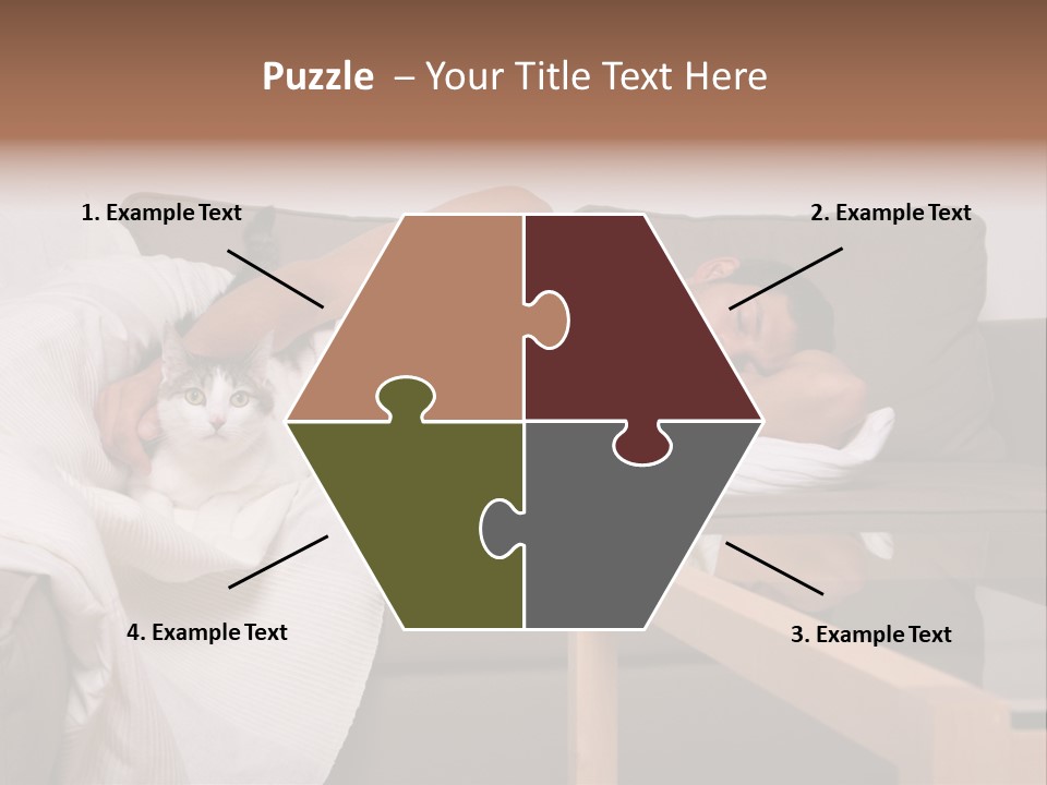 Man On Couch With Cat PowerPoint Template