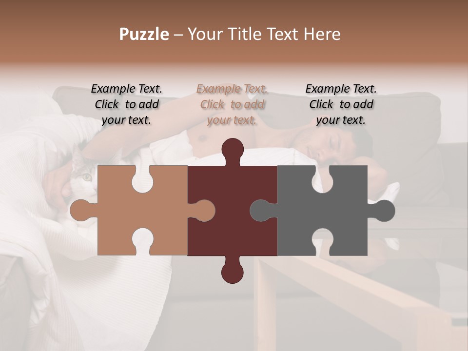 Man On Couch With Cat PowerPoint Template