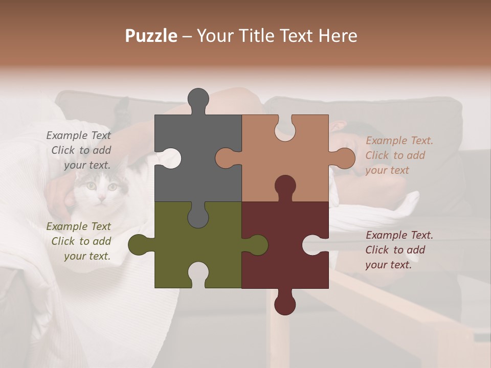 Man On Couch With Cat PowerPoint Template