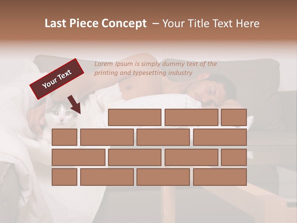 Man On Couch With Cat PowerPoint Template