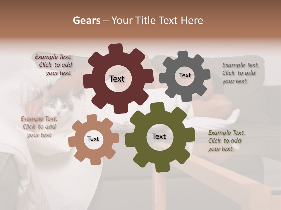 Man On Couch With Cat PowerPoint Template