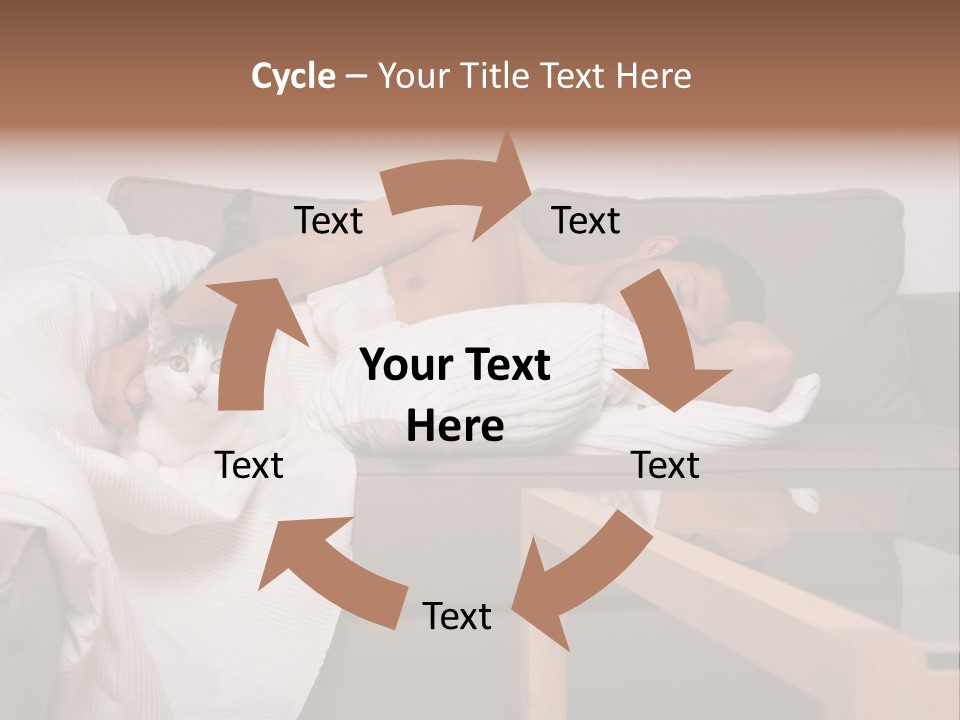 Man On Couch With Cat PowerPoint Template