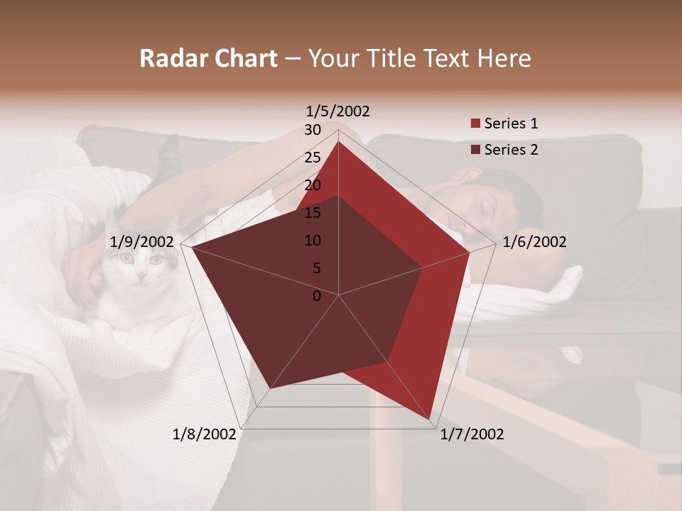 Man On Couch With Cat PowerPoint Template