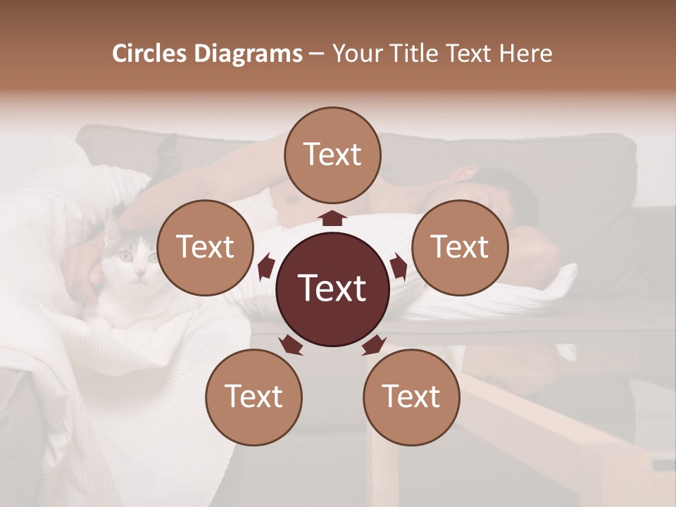 Man On Couch With Cat PowerPoint Template