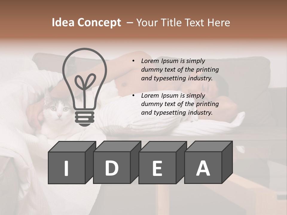 Man On Couch With Cat PowerPoint Template