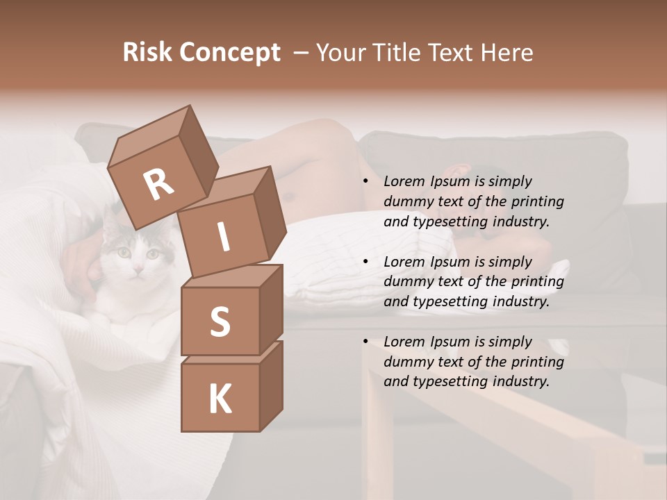 Man On Couch With Cat PowerPoint Template