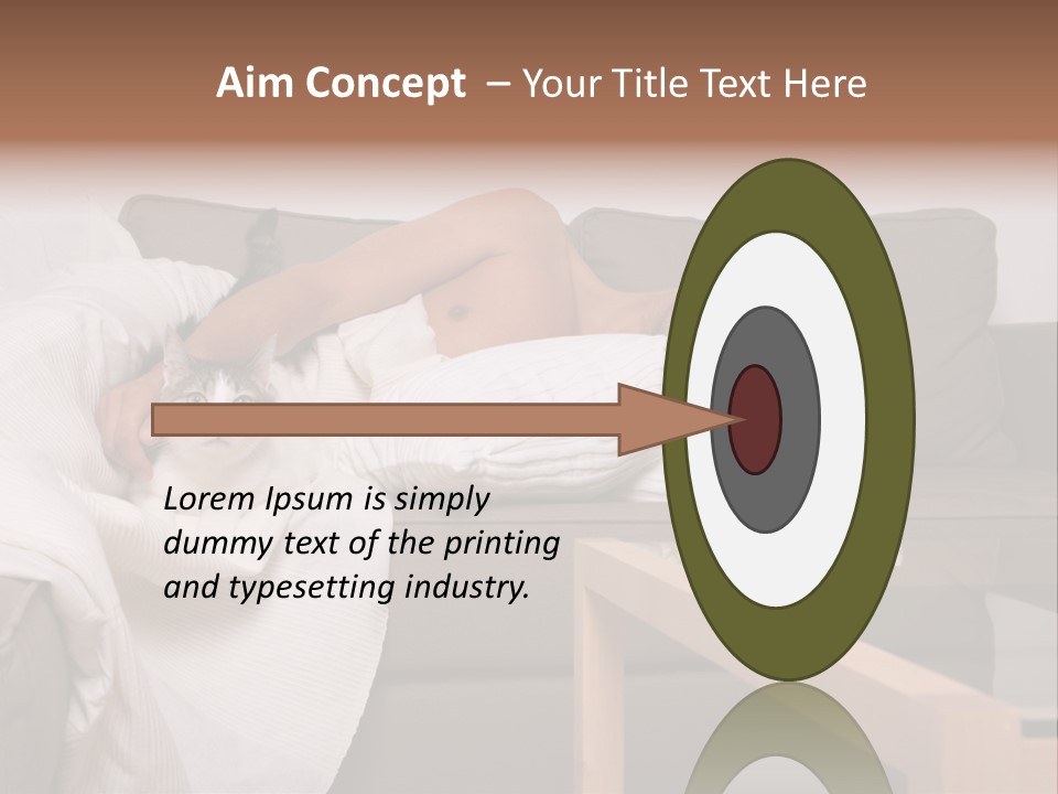 Man On Couch With Cat PowerPoint Template