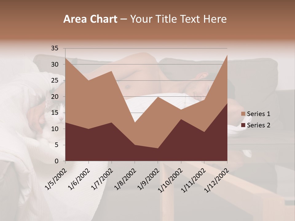 Man On Couch With Cat PowerPoint Template