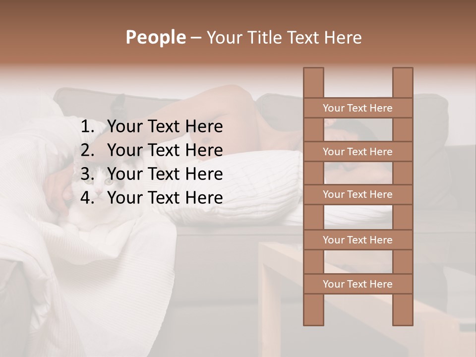 Man On Couch With Cat PowerPoint Template