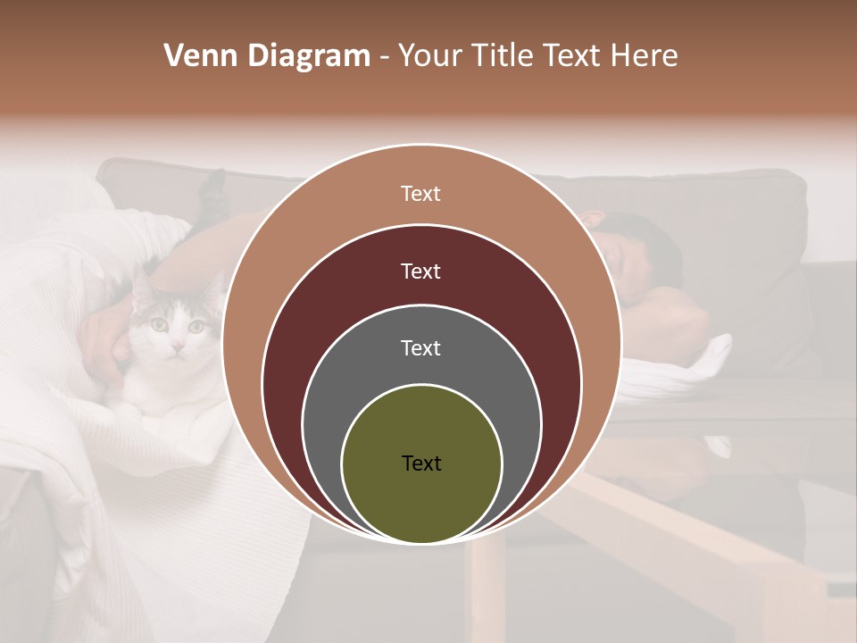 Man On Couch With Cat PowerPoint Template