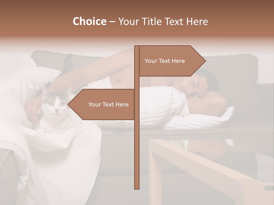 Man On Couch With Cat PowerPoint Template