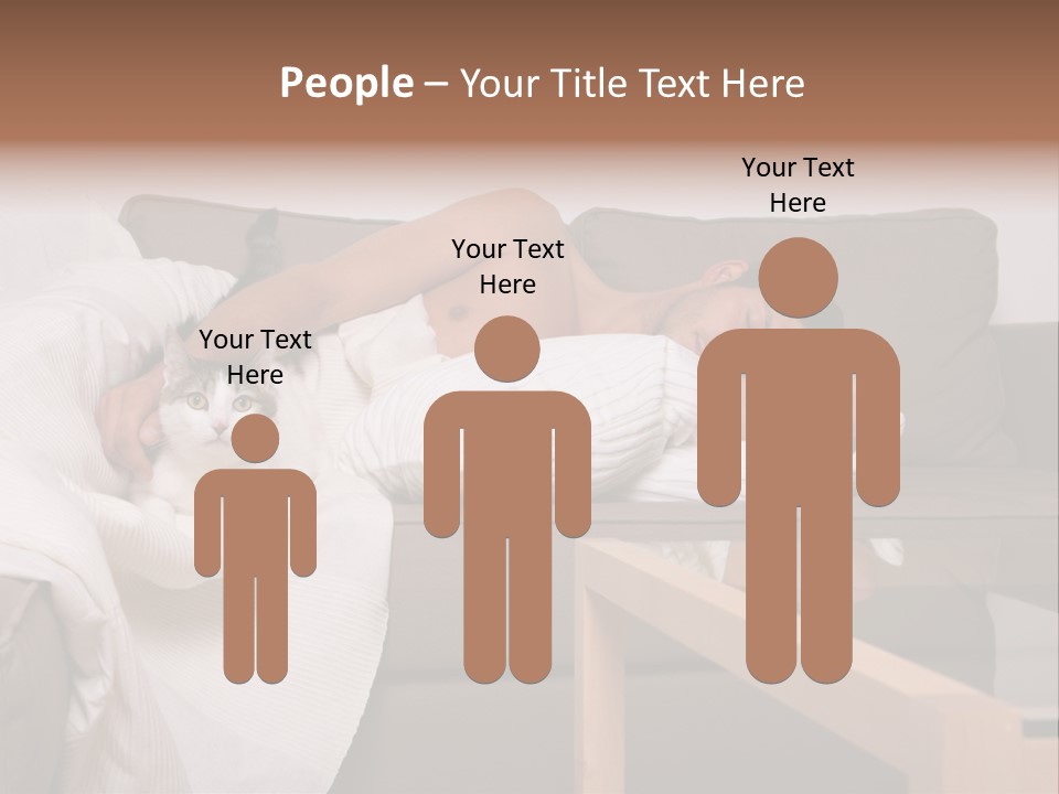 Man On Couch With Cat PowerPoint Template