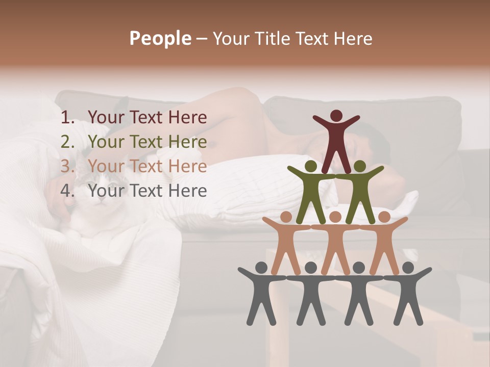 Man On Couch With Cat PowerPoint Template